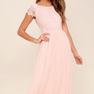 Blush Pink Lace Maxi Prom Dress ❕